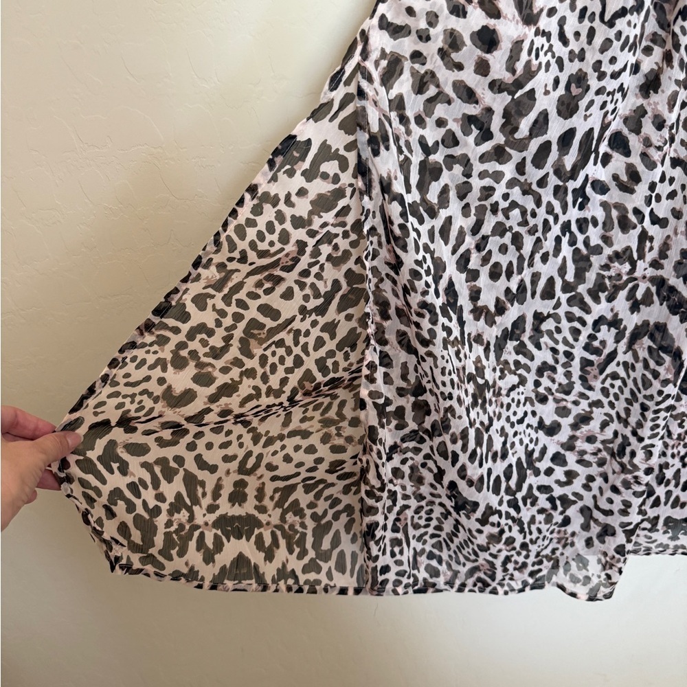Gianni Bini Leopard Deep V Plunge Women’s Maxi Dress Sheer Swim Cover Up XS - Picture 2 of 10